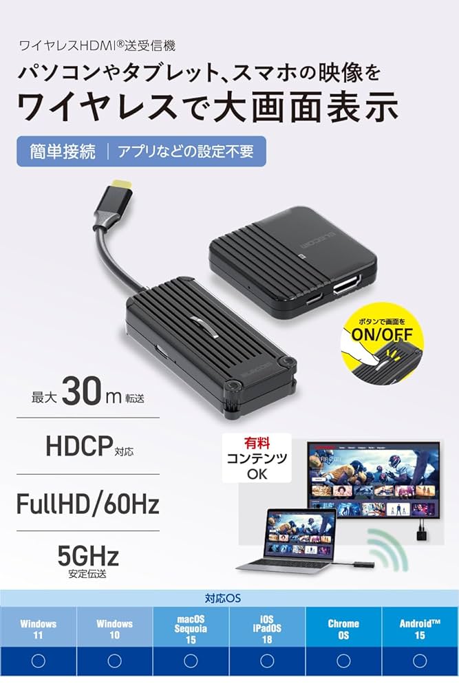 ELECOM - ELECOM ロジテック ワイヤレスHDMI送受信機セット 楽天市場】ELECOM ワイヤレスHDMI送受信機セット WHDI方式 LDE